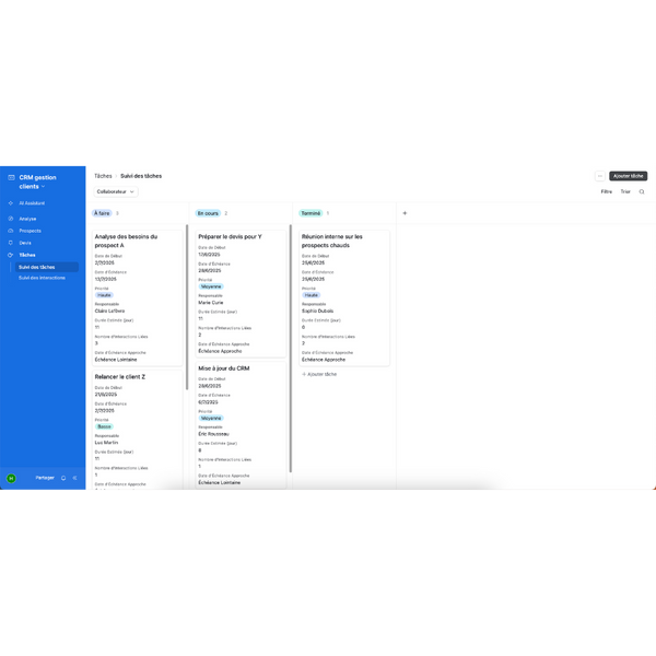 CRM Freelance / PME + relances