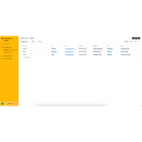 Interface de suivi de projets avec liste de clients et tâches, affichant des données et options de gestion.